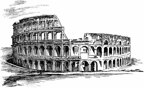 Colosseum Colessium Drawing, Colosseum Black And White, Roman Colosseum Drawing, Roman Architecture Sketch, Colosseum Illustration, Colosseum Drawing, Roma City, Rome Vintage, Roman Colosseum