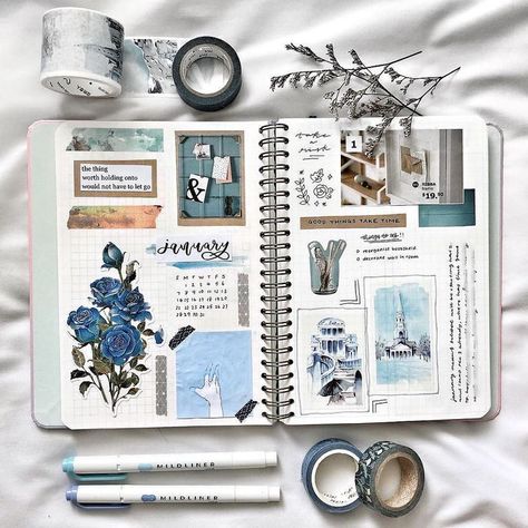 Journaling Scrapbook Ideas, Aesthetic Scrapbook Ideas Layouts, Stationary Obsession, Korean Stationery, Bullet Journal Aesthetic, Diary Ideas, Bullet Journal Writing, Bullet Journal Art, Lemon Verbena