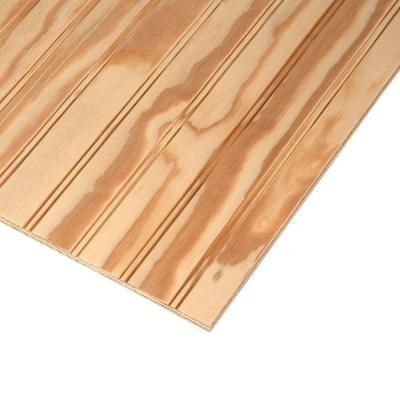 Ply-Bead Plywood Siding Plybead Panel (Common: 11/32 in. x 4 ft. x 8 ft.; Actual: 0.313 in. x 48 in. x 96 in.)-538281 - The Home Depot Wood Panel Siding, Plywood Ceiling, Plywood Siding, Porch Ceiling, Pine Plywood, Plywood Panels, Siding Materials, Wood Siding, Wall Cladding