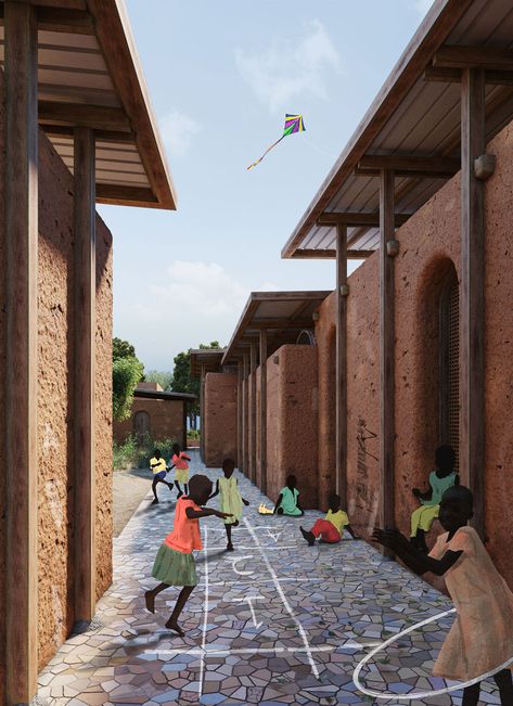 Africa Scenery, Classroom Architecture, Kaira Looro, Eco Village, Architecture Drawing Presentation, African Architecture, Rural Architecture, Green School, Brick Architecture