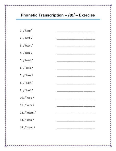 Phonetic transcription- æ Phonetic Transcription, Classroom Anchor Charts, Speech Therapy Resources, Therapy Resources, English Lessons For Kids, English Letter, English Study, Transcription, Worksheets For Kids