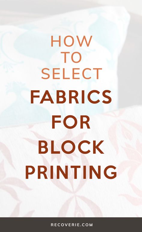 Ready to start block printing on fabric, but not sure what type of fabric to buy? I got you. This breakdown of all your fabric options will help you get printmaking at home in no time. Once you have your fabric and the rest of your block printing supplies you'll be unstoppable! Also be sure to grab the free fabric guide inside the post! #blockprintonfabric #blockprintingresources #handmadetextiles #printmakinglessons Block Printing On Fabric, Block Printing Diy, Print Making Designs, Fabric Guide, Be Unstoppable, Linoleum Block Printing, Hobby Ideas, Block Printed Fabric, Diy Blocks