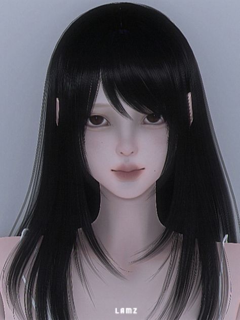 LAMZ_AnimeSchoolGirlHairstyles_001f | LAMZ Sims 5 Cc Hair, Sims 4 Hair Overlay, Sims 4 Side Bangs, Sims 4 Accessory Bangs, Sims 4 Jirai Kei Cc, Fluffy Hair Sims 4 Cc, Sims 4 Cc Bangs Accessory, Sims 4 Long Hair Cc Alpha, Sims 4 Cc Hime Cut