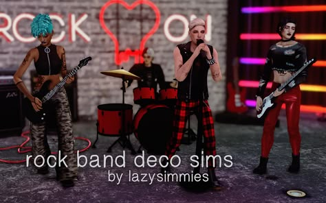 Sims 4 Rock Band Poses, Ts4 Rockstar Cc, Sims 4 Cc Bass Guitar, Band Sims 4 Cc, Sims 4 Band Poses, Sims 4 Band Mod, Sims 4 Rockstar Cc, Deco Sims, Sim4 Cc