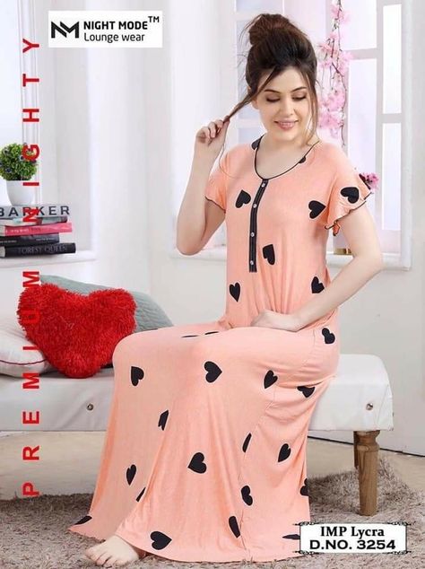 Scrubs Uniform Fashion, Nighty Night Dress, Nighty Dress, Women Nightwear Dresses, Night Wear Dress, Cotton Night Dress, Sitting Pose, Women Fashion Dress, Casual Work Dresses