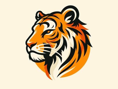 Vector cool tiger illustration logo vect... | Premium Vector #Freepik #vector #red #nature #sign #background Tiger Logo Graphics, Tiger Logo Design, Tiger Photos, Tiger Outline, Cool Tiger, Happy Logo, Kite Making, Red Nature, Tiger Illustration