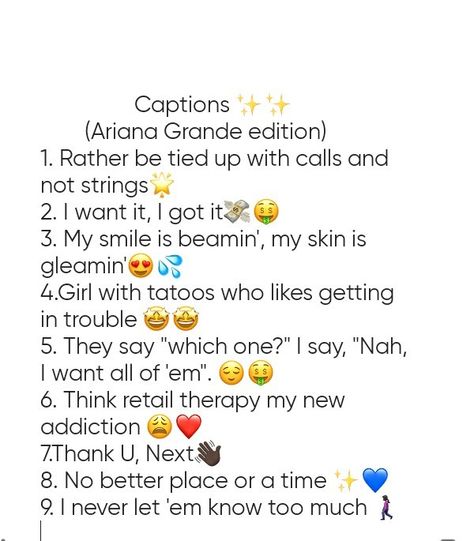 #arianagrandecaptions #arianagrande #captions #7rings #badasscaptions ❤️❤️ Caption For Rings, Ring Captions Instagram, Ring Captions, Badass Captions, Lit Captions, Instagram Caption Lyrics, Bad Quotes, Witty Instagram Captions, Short Instagram Captions