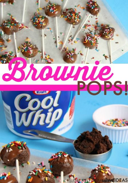 Cool Whip Brownie Pops are easy to make and are an fun after school treat for kids! Cooking With Kids Easy, Brownie Pops, Kid Desserts, Kids Treat, School Treats, Seasonal Treats, S'mores, Baking With Kids, Easy Treats