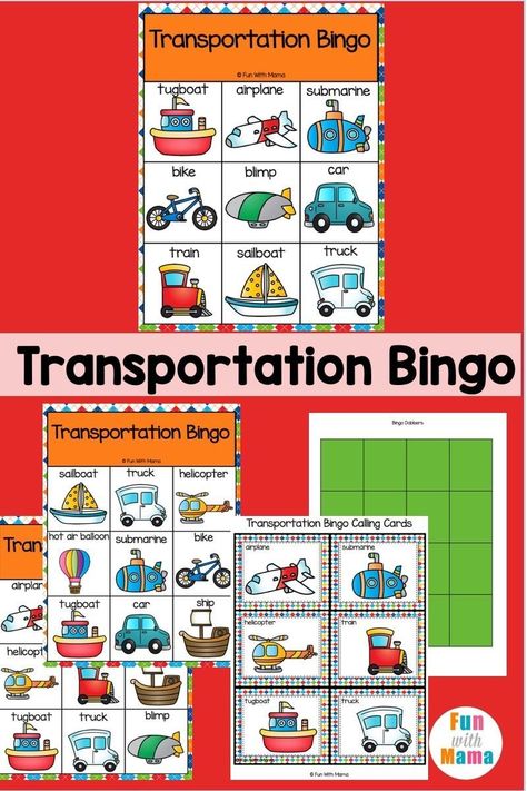 Travel Bingo, Transportation Theme Preschool, Bingo Games For Kids, Transportation Activities, Bingo For Kids, Transportation Preschool, Transportation Theme, Silly Games, Family Fun Games