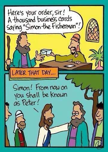 Simon Peter from Clean Christian Comedy  https://www.facebook.com/CleanChristianComedy/photos/923650984387954 Bible Jokes, Jw Humor, Catholic Humor, Christian Comics, Church Memes, Church Humor, Religious Humor, Christian Cartoons, Catholic Memes