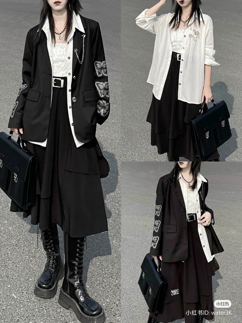 Vkei Outfits Casual, Casual Vkei, Korean Punk Fashion, Alt Fashion, Mein Style, Gothic Outfits, Alternative Outfits, Looks Style, Modern Fashion