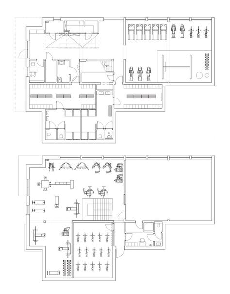 Adrenalina Fitness is a sports facility with a usable area of 580 sq.m, with the following areas: fitness, weight training and functional training;.. Gym Plans Architecture, Fitness Center Design Plan, Gym Blueprint, Gym Design Plan, Gym Plan Architecture, Fitness Center Interior Design, Personal Training Studio Design, Gym Floor Plan, Training Center Design