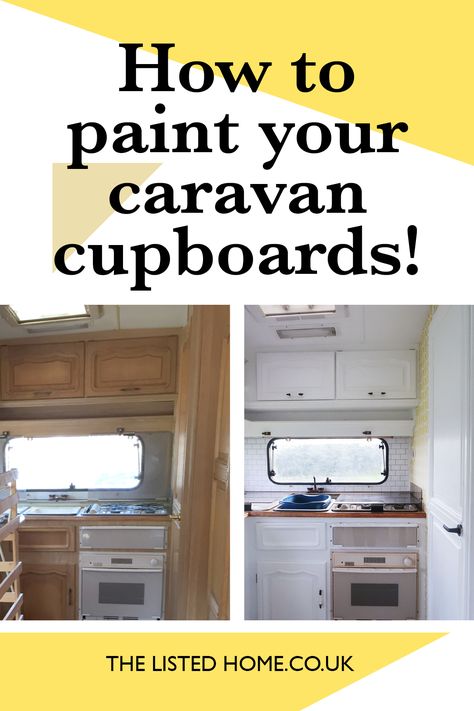 This pin shows caravan cupboards before and after painting