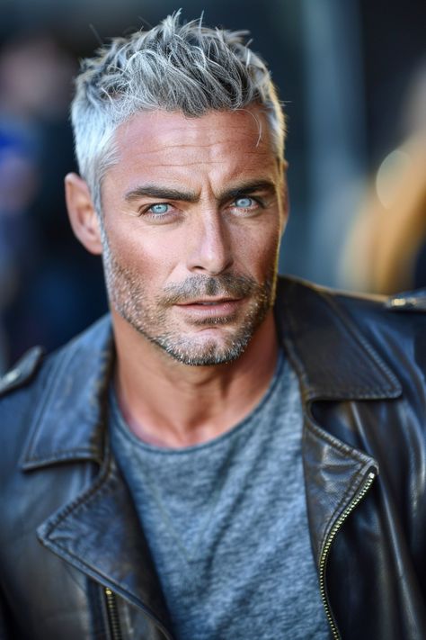 Silver Fox Hair, Bleached Hair Men, Older Men Haircuts, Older Mens Hairstyles, Hipster Hairstyles, Grey Hair Men, Men With Grey Hair, Gorgeous Guys, Handsome Older Men