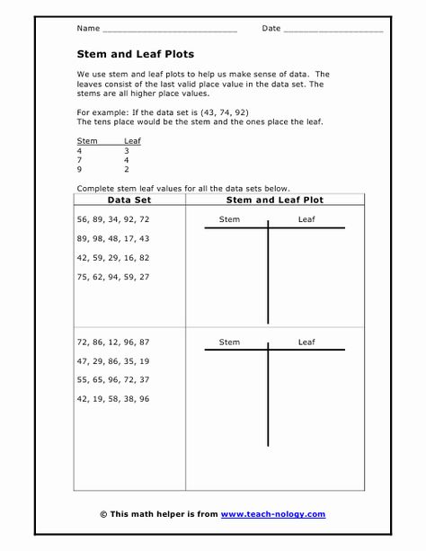 Stem and Leaf Plots Worksheet Awesome Stem and Leaf Plot Worksheets – Chessmuseum Template Library Leaf Worksheet, Stem And Leaf Plot, Plot Worksheet, Plot Activities, Line Plot Worksheets, Graphing Quadratics, 7th Grade Math Worksheets, 2nd Grade Reading Worksheets, Interactive Math Journals