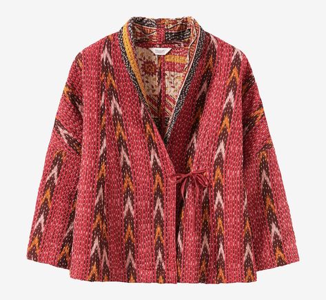 Ikat Jacket, 1950s Clothes, Tenun Ikat, Ethno Style, Bed Jacket, 1950s Outfits, Quilted Clothes, Kantha Jacket, Batik Fashion