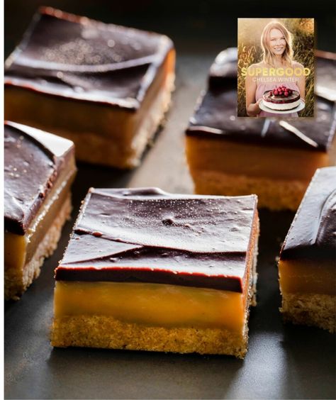 Gluten Free Caramel Slice, Dairy Free Slice, Nz Baking Recipes, Dairy Free Slice Recipes, Dessert Slices, Vegan Caramel Slice, Coeliac Recipes, Dairy Free Biscuits, Chelsea Winter