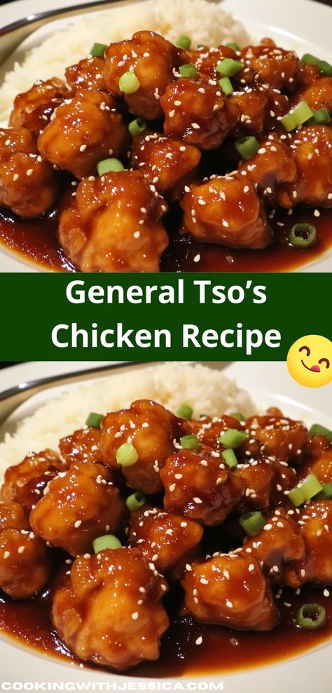 This General Tso’s Chicken recipe features tender, crispy chicken pieces tossed in a savory-sweet sauce with a hint of spice. It's a delightful dish perfect for any weeknight dinner. General Chicken Sauce, Easy General Tso Chicken Recipe, General Tso Chicken Easy, Minimal Ingredient Recipes, General Tso's Chicken Recipe, General Tso's Chicken, Healthy Dinner Options, General Tso Chicken, General Tso