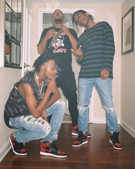 Bred Outfits, Playboi Carti Outfits, Asap Rocky Outfits, Asap Rocky Fashion, Lord Pretty Flacko, Jordan 1 Outfit, Pretty Flacko, Rapper Outfits, Jordan Outfit