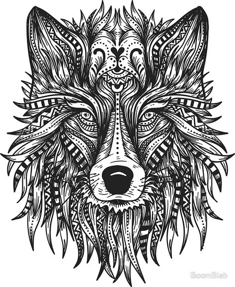 Mandala Wolf Drawing, Wolf Black And White, Mandala Wolf, Wolf Black, Dream Catcher Art, Tattoo Inspiration Men, Black And White Stickers, Mandala Design Pattern, Wolf Tattoos