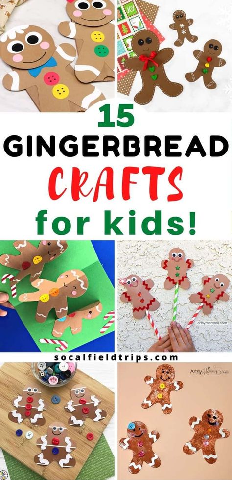 Make one of these this cute and easy gingerbread man crafts this Christmas! They are simple Christmas crafts for preschool, kindergarten and elementary children. #preschool #stem #stemactivities #steam #toddler #christmas #christmascraft #gingerbread #gingerbreadman #gingerbreadmancraft #kidscraft #kidscrafts #kidsactivities Gingerbread Man House Crafts For Preschoolers, Prek Gingerbread Crafts, Gingerbread Man Craft Kindergarten, Gingerbread Man Arts And Crafts, Gingerbread Baby Craft, Gingerbread Crafts Kindergarten, Gingerbread Projects Preschool, Gingerbread Men Crafts Preschool, Preschool Gingerbread Man Crafts