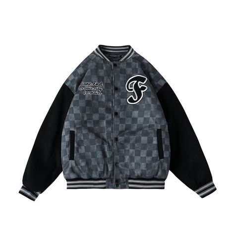 Grunge Varsity Jacket, Winter Streetwear Button-up Varsity Jacket, Oversized Varsity Jacket With Letter Print And Baseball Collar, Winter Varsity Jacket With Graphic Print And Baseball Collar, Varsity Jacket With Double-lined Hood For Streetwear, Mesh Fabrics, Streetwear Jackets, Retro Jacket, Women Street