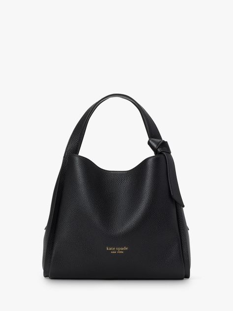 kate spade new york Knott Medium Leather Cross Body Tote Bag, Black at John Lewis & Partners Purse Brands, Heart Sweater, Kate Spade Purse, Large Shoulder Bags, Medium Tote, Small Tote, Crossbody Tote, Small Crossbody, Kate Spade Bag