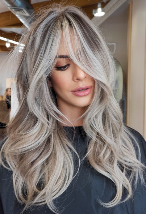 27 Winter Hair Color Ideas for 2024-2025 Ice Blonde Long Hair, Fall Platinum Hair, Platinum Blonde Hair On Brunette, New Hair Color Trends 2024, Ashy Blonde Hair Color, Fall 2024 Blonde Hair Trends, Popular Hair Colors 2024, Fall Blonde Hair Color Low Lights Winter, Winter Blonde Balayage