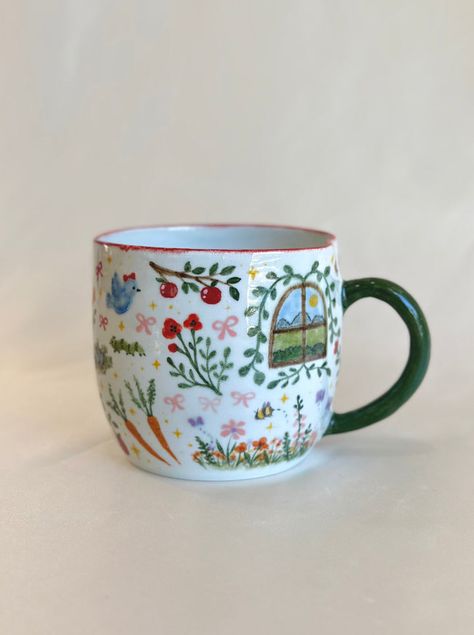 Ceramics – Sylvie Pottery Diy Painting Pottery, Diy Bowl Painting, Pottery Painting Design Ideas, Ceramic Mug Art Ideas, Cute Painted Pottery Ideas, Glaze Inspo Pottery, Paint A Piece Pottery Ideas, Painting On Mugs Ideas, Nature Ceramics Ideas