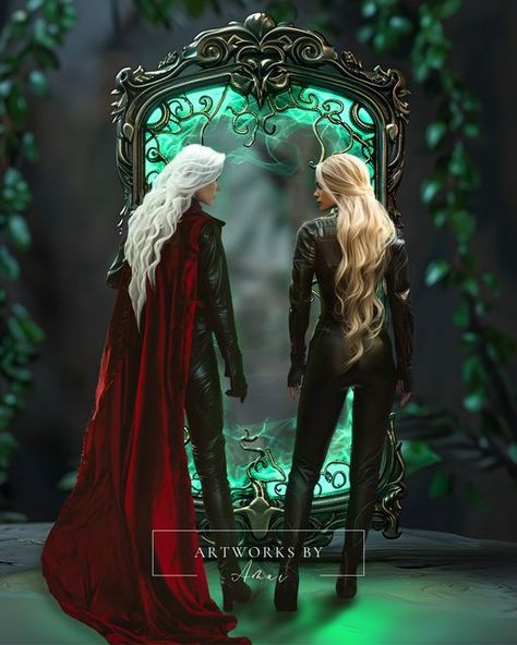 Tijana Radivojevic on Instagram: ""Then I'll see you on the other side, witch."  Book: Manon and Aelin from Empire of Storms (Throne of Glass series) by Sarah J. Maas  #manonblackbeak #manon #dorian #dorianhallivard #dorianandfleetfoot #aelin #celaena #throneofglassedit #throneofglassseries #tog #troneofglass #sarahjmaas #aiart #booktok #sarahjmaasbooks #aelinashryvergalathynius #bookishfanart #assasinsblade #heiroffire #crownofmidnight #empireofstorms #kingdomofash #booktok #bookstagram #manonandaelin" Throne Of Glass Fan Art Manon And Dorian, Throne Of Glass Manon Dorian, Manon And Aelin, Manon Dorian, Manon And Dorian, Throne Of Glass Fanart, Aelin Ashryver Galathynius, Throne Of Glass Books, Crown Of Midnight