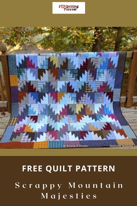 Free Quilt Pattern: Scrappy Mountain Majesties Scrappy Mountain Majesties Quilt Pattern, Majestic Mountains Quilt Pattern, Delectable Mountain Quilt Pattern Free, Easy Free Quilt Patterns, Scrap Quilt Patterns Free Simple, Easy Quilt Patterns For Beginners Free, Scrappy Quilt Patterns Free, Scrap Quilt Patterns Free, Free Quilt Patterns For Beginners