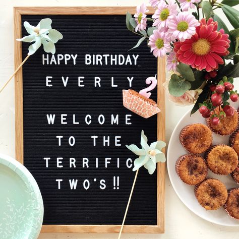 Terrific Two’s 2nd birthday letterboard 2nd Birthday Letterboard, Birthday Letterboard, 2nd Birthday Photos, Letterboard Quotes, Coachella Party, Birthday Letter, Unicorn Themed Birthday Party, Birthday Words, 2nd Birthday Party Themes