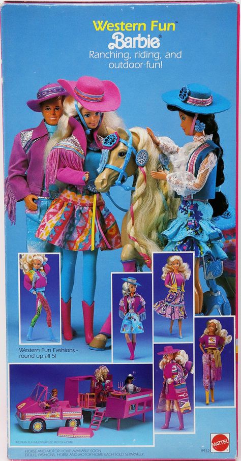 Bedazzled Jacket, Western Inspired Outfits, Barbie Booklet, Light Blue Skirts, Ken Barbie, Barbie 90s, Barbie Sets, Pink Vest, Barbie Diy