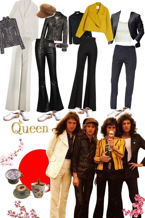 Queen in Japan inspired outfits 👑 Queen Band Outfits Inspiration, Queen Band Inspired Outfits, Queen Band Outfits, Queen Inspired Outfits Band, Queen Inspired Outfits, Queen Outfits, Band Outfits, Queen Aesthetic, Queen Outfit