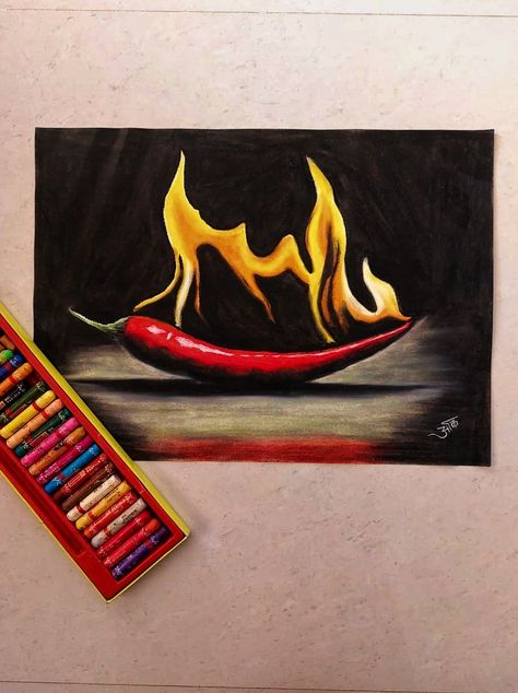 Oil Pastel Realistic Drawing, Still Lives Drawing, Oil Pastel Reference, Oil Pastel Crayons, Food Art Painting, Oil Pastel Colours, Color Drawing Art, Oil Pastel Paintings, Canvas Painting Tutorials