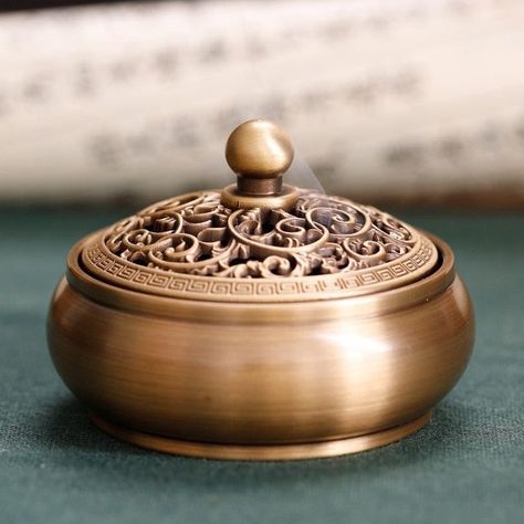 Copper Hollow Incense Burner by ToShay.shop starting at $$37.07 👉 www.toshay.shop/collections Incense Jar, Lotus Incense, Sandalwood Incense, Incense Sticks Holder, Color Glaze, Incense Cones, Aroma Diffuser, Utensil Set, Chinese Antiques