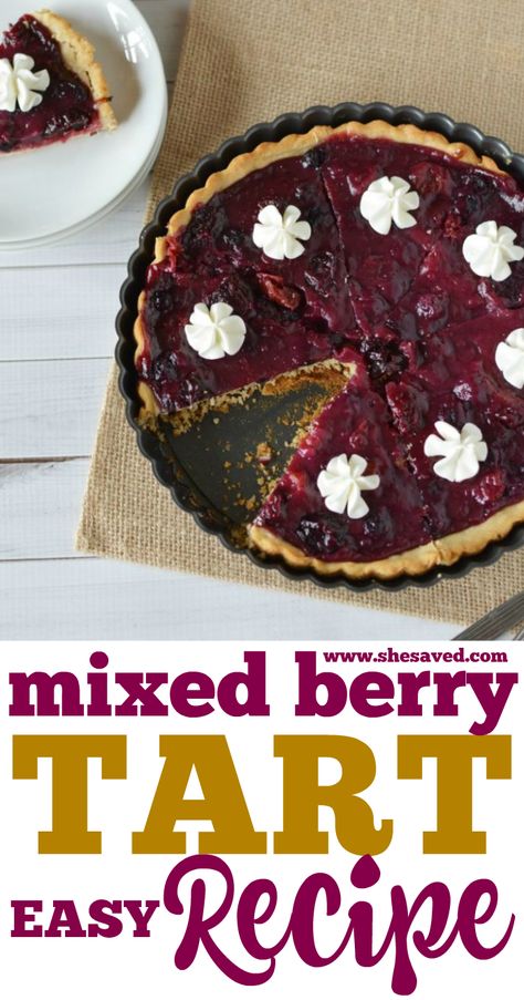 This Easy Mixed Berry Tart Recipe is the perfect dessert for just about any occasion and a great way to use up summer berries. Pretty as a simple holiday dessert, this berry recipe also works great for large groups since it's so affordable and easy to make! Berry Tart Recipe, How To Make Tart, Easy Impressive Dessert, Easy Tart Recipes, Easy Holiday Desserts, Tart Filling, Berry Tart, Tart Dessert, Berry Dessert