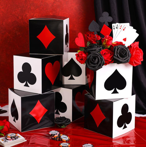 8 PCS Casino Card Suit Poker Party Centerpieces Boxes Poker Party Decorations, Casino Party Favors, Wrapping Paper Backdrop, Casino Themed Party, Game Night Decorations, Gift Box For Birthday, Box For Birthday, Casino Birthday, Poker Party