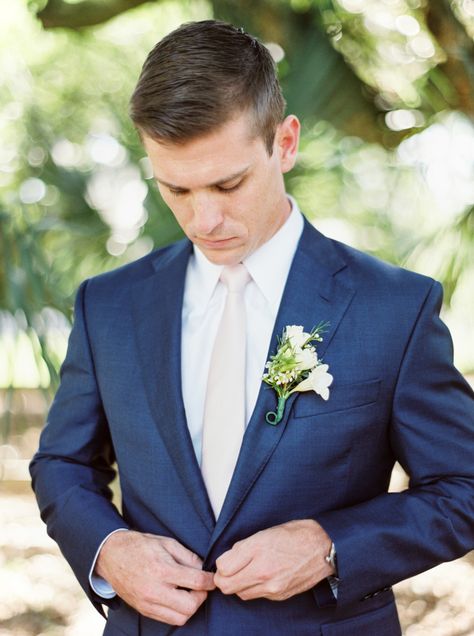 Bold navy custom-made suit: Photography: Shining Light Photography… Navy Suit Beach Wedding, Groomsmen Attire Beach Wedding, Beach Wedding Navy, Suit Photography, Beach Wedding Men, Beach Wedding Groomsmen, Beach Wedding Groom, Beach Wedding Suits, Groom's Attire