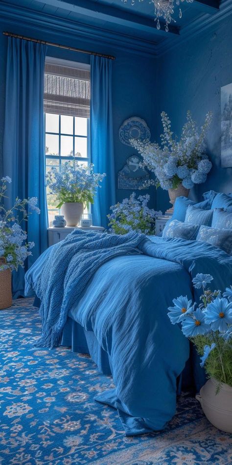 The master bedroom serves as a personal sanctuary within a home, a place where comfort meets design to create a space that's uniquely reflective of individual Sky Blue Bedroom, Periwinkle Bedroom, Baby Blue Bedrooms, Colonial Mansion, Dream Bedroom Inspiration, Casa Country, Beachy Vibes, Blue Room, Bedroom Color