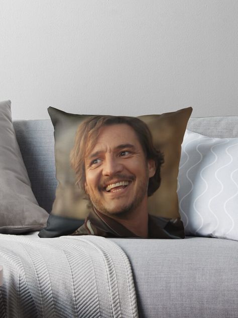 "Unhinged Pedro Pascal" Throw Pillow for Sale by floridiangoblin | Redbubble Smile Meme, Personalized Pillow Cases, Christmas Pillows, Slumber Party, Pedro Pascal, Slumber Parties, Decoration Christmas, Pillow Gift, Throw Pillow Cases