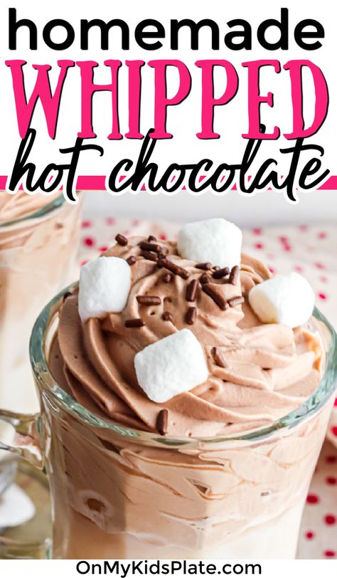 Heavy Cream Hot Chocolate, Hot Chocolate And Whipped Cream, Creamy Thick Hot Chocolate, Homade Hot Chocolate Recipe Homemade, Hot Cocoa Ice Cream, Ice Cream Hot Chocolate, Whipped Hot Chocolate No Heavy Cream, Hot Cocoa Mousse, Hot Chocolate Mousse Recipe