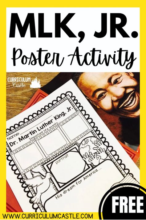 FREE MLK Day poster activity! Students will show their creative side as they draw & write "All About" the life of Dr. Martin Luther King, Jr. Martin Luther King Jr Crafts, Happy Birthday Martin, Poster Activity, Kadir Nelson, Mlk Day, Research Poster, Dr Martin Luther King Jr, Mlk Jr, Dr Martin Luther King