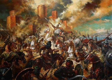 Byzantine Empire Map, Siege Of Constantinople, Classical Realism, Early Modern Period, 19th Century Paintings, Byzantine Empire, French History, European History, Warhammer Fantasy