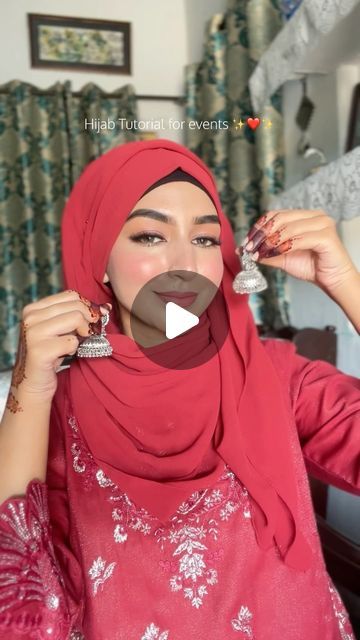 Blouse Long Sleeves Design, Hijab Tutorial With Earrings, Hijab With Earrings, Hijab Fashion Inspiration Instagram, Hijab Styles For Party, Hijab Earrings, How To Wear Hijab, Hijab Colors, New Hijab