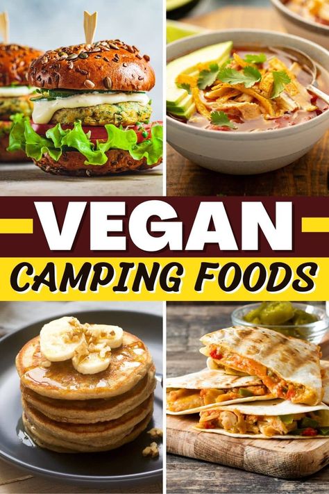 Vegan Rv Meals, Easy Vegan Travel Meals, Meatless Camping Meals, Vegetarian Camping Meals, Vegan Camping Meals, Vegan Picnic Food, Hiking Recipes, Travel Meals, Vegetarian Camping Recipes