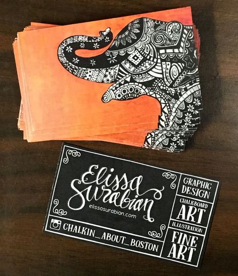 Business cards for an artist by Elissa Surabian Business Cards Artist, Business Card Layout Design, Tattoo Artist Business Cards, Artist Business Cards Design, Business Cards Ideas, Painter Business Card, Innovative Business Cards, Artist Business Card, Visit Card