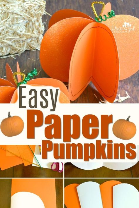 Pumpkin Craft For Kids, Paper Pumpkin Craft, Pumpkin Craft, Paper Pumpkins, Pumpkin Activities, October Crafts, Crafts Preschool, Autumn Activities For Kids, Crafts Easy