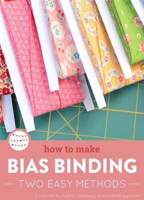 How To Sew Bias Tape On Rounded Corners, Diy Bias Binding, Diy Bias Tape Maker, Bias Binding Tutorial How To Make, How To Make Bias Binding, Diy Bias Tape How To Make, How To Sew Bias Tape On, Quilt Binding Ideas, Bias Binding Tutorial