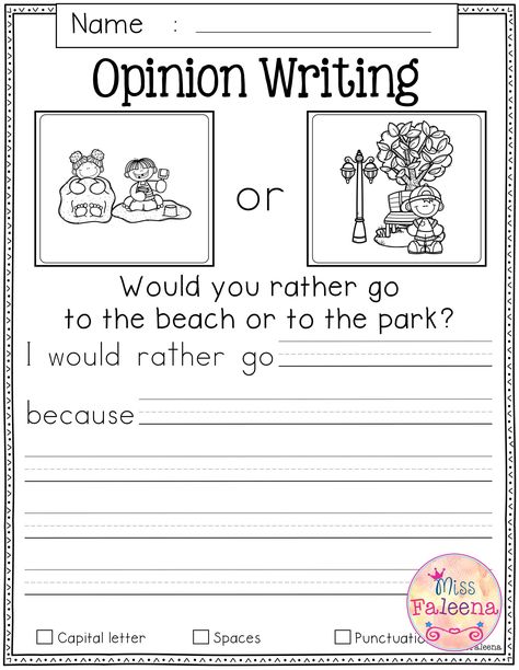 Free Opinion Worksheet - Kindermomma.com Writing Skills Worksheets, Opinion Writing Kindergarten, Worksheets For Elementary Students, Informational Writing Prompts, Worksheets For Elementary, Spring Writing Prompts, Opinion Writing Prompts, Prompts Writing, Spring Writing